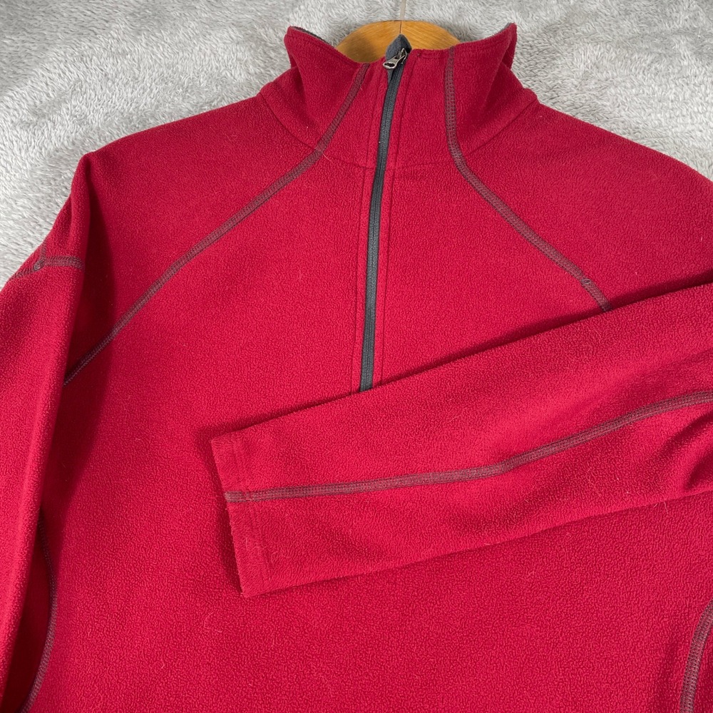 Mountain Hardwear Fleece 1/4 Zip Pullover Womens Large Red‎ Long Sleeve Hiking